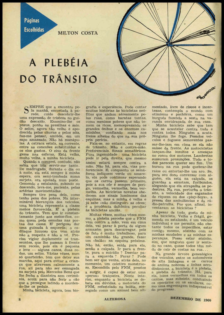 Bicicleta, a plebeia do trânsito