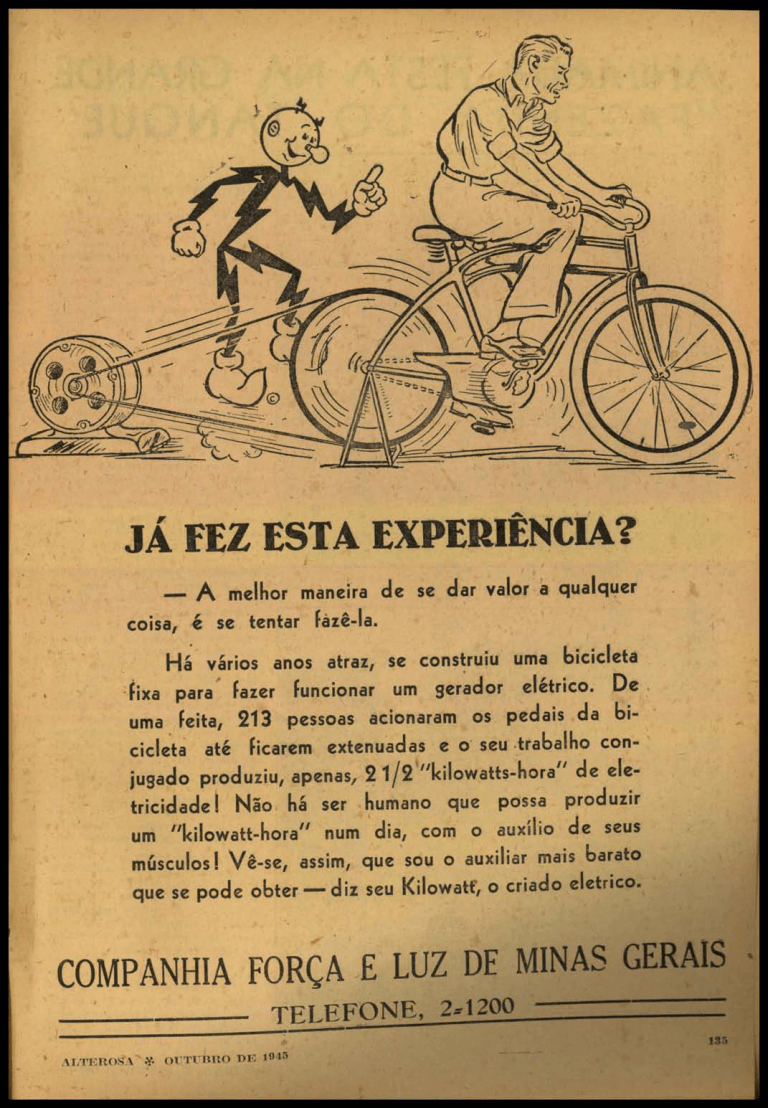 Utilizando a bicicleta para gerar energia